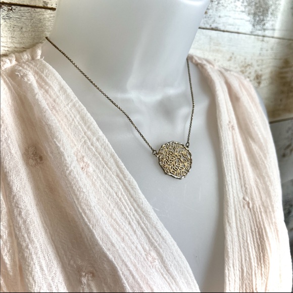 Vintage Silver Gold Filigree Necklace Pendant Statement Cocktail Delicate Floral - Picture 9 of 16